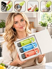 3-In-1 Cup Lid Cleaning Brush Set, Multi-Function Water Bottle Cleaning Brush, Portable Travel Bottle Cleaning Brush, Designed For Cleaning Narrow Spaces And Crevices In Home Kitchen, Kitchen Gadget, Holiday Gift - Multicolor - View 2