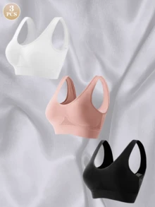3件組女款多色無縫舒適無鋼圈透氣內衣套裝 - 彩色 - 查看 8