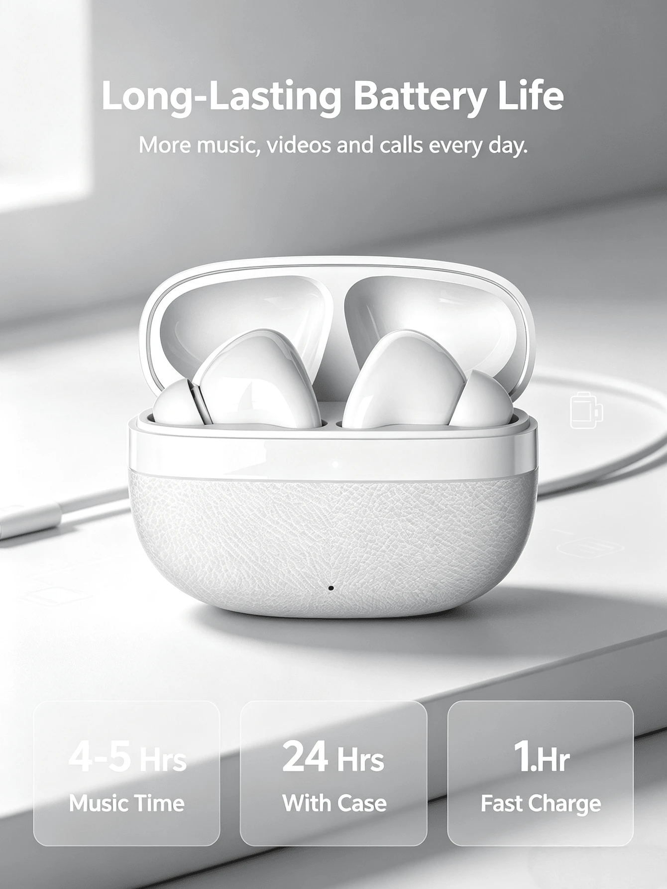 True Wireless Bluetooth Earbuds, Compatible With Apple And Android, Built-In Microphone, Sweat-Resistant, Up To 24 Hours Battery Life, White, Earbuds > Wireless, Airbud's, Earbuds, Over-Ear Headphones - Multicolor - View 1