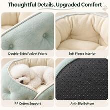 1pc Cozy Half-Enclosed Pet Bed For Cats & Small Dogs, Soft Fleece Lining, Raised Rim Support, Plush PP Cotton Cushion, Anti-Slip Bottom, Warm Comfortable All-Season Sleeping Nest - Grey - View 6