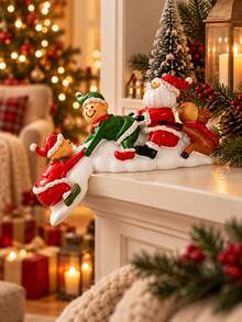 Santa Claus Elf Reindeer Christmas Shelf Decor, Cute Shelf Sitter Figurine With Hanging Edge Design For Mantel, Fireplace, Entryway, Bookshelf And Holiday Tabletop Decor - 1PC - View 10