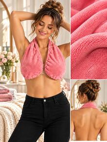 Women's Soft Plush Halter Towel Wrap, Absorbent Neck & Chest Sweat Towel, Skin-Friendly Comfortable Wearable Towel For Home, Spa, Beauty Routine, Gym, Workout, Travel & Daily Self Care - Multicolor - View 7