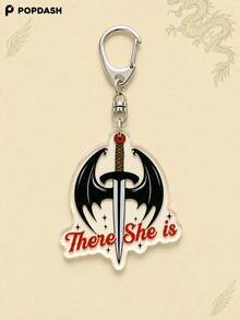 1/6Pcs Fourth Wing Novel Dragon Emblem Quote Acrylic Keychain Set, Dragon Rider Book Fan Bag Charm - Multicolor - View 8