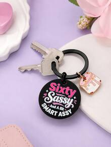 1pc/3pcs 60th Birthday Keychain For Women, Sixty Sassy Black Bag Charm With Pink Cake Pendant, Milestone Keepsake, Birthday And Christmas Gift - Multicolor - View 2