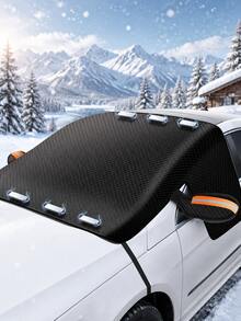Magnetic Car Windshield Snow Cover With Mirror Pocket & Reflective Strip, Thick Anti-Ice Frost Snow Shield, 3-Side Window Coverage, All Weather Sun Shade, Universal Auto Winter Exterior Protector For Sedan SUV - A - View 13