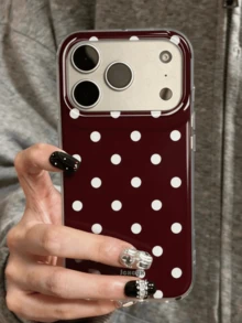 1pc Minimalist Withe Polka Dot Pattern Design Large-Hole Lens Protection Phone Case Compatible With IPhone 18 Pro Max 18 Pro 17 Pro Max 17 Pro 16 Pro 16 Pro Max 15 Pro Max 15 Pro 14 Pro Max 14 Pro 13 Pro Max Plus 11 12 High Quality Burgundy Glossy Cover For Men And Women Gift - Burgundy - View 2