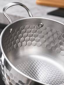 3pcs Silver Soup Pot Set With Lids And Double Handles, Hammered Hexagonal Texture With Riveted Handle Details,Nesting Kitchen Pots For Soups,Pasta And Stews,Coordinated Cookware For Everyday Home Meal Preparation,Induction Compatible Pots And Pans Set - View 7