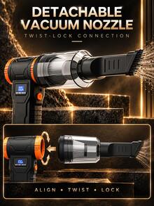 Q3 Penyedot Debu & Peniup Nirkabel Portabel Serbaguna, Hingga 110.000 RPM, 4 Kecepatan yang Dapat Diatur, Lampu LED & Tampilan Persentase Baterai, Pengisian Daya USB, Dilengkapi dengan 5 Nozzle dan Komponen Penyedot Debu yang Dapat Dilepas, Cocok untuk Interior Mobil, Pembersihan Keyboard dan Sofa, Pengisian Angin, Pendinginan, dan Lainnya - Wireless - View 8