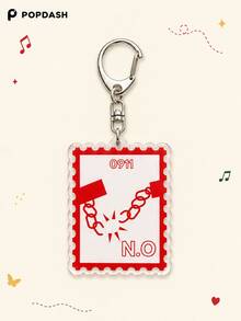 1/6Pcs Korean Music Song Commemorative Stamp Style Acrylic Keychain, Vintage Album Theme Bag Charm, Backpack Key Ring Decoration, Fan Collection Gift - Multicolor - View 9