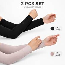 2 Pairs Solid Color Bohemian Sleeve Covers, Modal Elastic Arm Warmers For Vacation And All Seasons - A - View 9