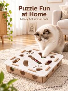 Mainan Kucing Peliharaan Kotak Puzzle Felt Papan Labirin Persegi Permainan Berburu Multi-Lubang Interaktif Dengan Lonceng dan Bola Alat Bermain Cakar Anak Kucing Petak Umpet Penangkap Alat Latihan Dalam Ruangan Pusat Aktivitas Hewan Aksesori Penggaruk Perlengkapan Pelatihan - MultiWarna - View 6