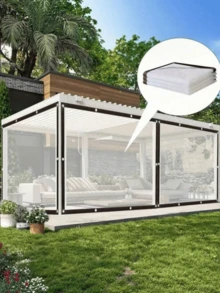 1pc Heavy Duty Transparent Waterproof PE Tarp, With Grommets, Rope And Straps, UV Resistant Windproof & Rainproof, Suitable For Yard, Greenhouse, Camping, Construction Projects - transparent - View 3