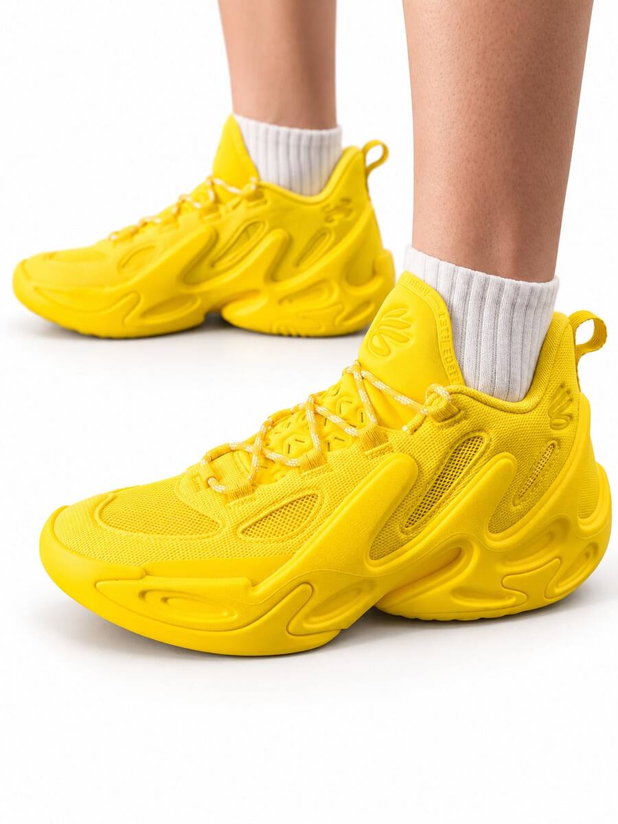 Under Armour 男女同款實戰籃球鞋網布透氣強包裹緩震回彈室內外球場運動鞋 - 黃色 - 查看 1