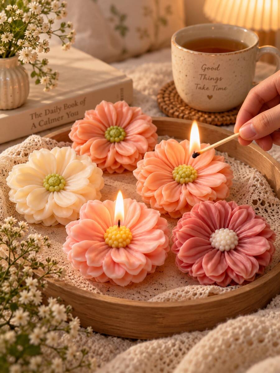 3D立体花卉硅胶模具 - 玫瑰和牡丹花形DIY蜡烛、香皂、石膏香薰模具,家居装饰礼品 - 花朵矽膠模具 - 查看 1