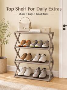 Multi-Layer Shoe Rack With Dust Cover, Space-Saving Freestanding Shoe Storage Organizer, Compact Storage Rack Suitable For Entryway, Dorm, Apartment, Bedroom And Closet, Easy Assembly Shoe Cabinet, Suitable For Sneakers, Slippers And Daily Home Storage And Organization - Multicolor - View 5