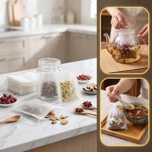 100pcs/Pack Disposable Tea Filter Bags With Drawstring, Heat-Sealed Non-Woven Fabric Spice Filter Bags, Tea Bags - Transparent - View 5