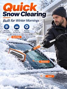 1pc 3-In-1 Extendable Car Snow Brush & Ice Scraper, 180° Rotating, 31cm Wide EVA Foam Snow Brush With 70-90cm Telescopic Handle, Detachable Windshield Frost & Ice Removal Tool, Suitable For Sedan, SUV And Truck, Winter Car Accessory, Christmas Gift For Female Drivers - Multicolor - View 3