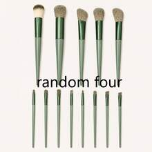 New Mint Green Makeup Brush Set, Portable Soft Bristle Blush Brush, Eyeshadow Brush, Powder Brush, Contour Brush, Concealer Brush, Full Set Of Makeup Tools With Velvet Storage Bag - Mint Green - View 9