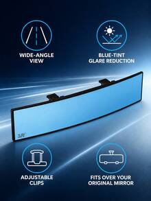 1pc Wide Angle Clip-On Car Rearview Mirror, Panoramic Interior Rearview Mirror Extension, Easy Installation Accessory, Suitable For Daily Commute, Travel And Road Trips, Birthday, Father's Day And Christmas Gift For Drivers - A - View 9
