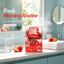「Icy-Enhanced」ONE 便攜式漱口水：溫和無酒精，含強效除味活性成分，立即針對口氣異味源，每次使用一杯，讓您整天自信 - 草莓 - 查看 4
