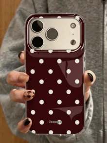 1pc Minimalist Withe Polka Dot Pattern Design Large-Hole Lens Protection Phone Case Compatible With IPhone 18 Pro Max 18 Pro 17 Pro Max 17 Pro 16 Pro 16 Pro Max 15 Pro Max 15 Pro 14 Pro Max 14 Pro 13 Pro Max Plus 11 12 High Quality Burgundy Glossy Cover For Men And Women Gift - Burgundy - View 1