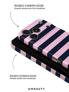 UMBAUTY 1pc Pink & Blue Horizontal Stripe Pattern Design, Compatible With Phone 18 Pro Max, Fits Apple 18/17/16/15/14/13/12/11 Pro Max/Plus/Mini 17e, Full Coverage High-Definition Print Soft Shell Phone Case, Screen/Lens Raised Protection, Unisex, Ideal Gift For Girlfriend On Halloween, Valentine's Day, Easter, Wedding Season And Birthday - Multicolor - View 4