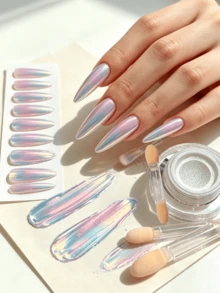 Ultra Bright Mirror Aurora Nail Powder Glitter Decoration, Suitable For Professional Beginners DIY, Comes With Applicator - Multicolor - View 5