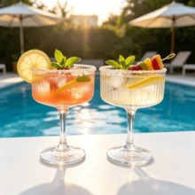 | 1/2/4/6/12pcs Set Ribbed Vintage Decorative Martini Glasses, Champagne And Cocktail Glasses | Vertical Stripe Glasses Indoor And Outdoor Gifts - Transparent - View 2