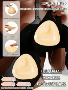 1 Pair Curved Triangle Silicone Breast Pads (Includes 30 Pieces), Natural Fullness, Bra And Swimsuit Replacement Pads - Multicolor - View 1
