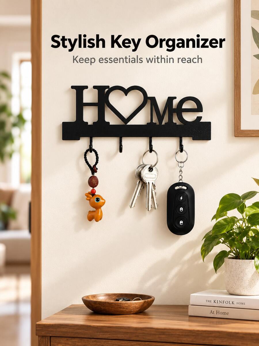 1pc Fashionable Metal Key Hook - Wall-Mounted Key Storage Rack Wall Decor Bathroom Storage Minimalist Modern Party Home Decor - Suitable For Living Room, Bedroom, Hallway, Office And Other General Areas - Multicolor - View 1