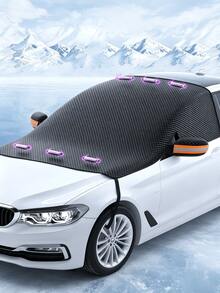 Thickened Magnetic Car Snow/Sun Shade Cover (Semi-Cover Style) For Windshield And Roof; Provides Protection Against Snow And Frost; Suitable For Most Vehicles. - A - View 8