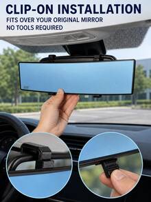 1pc Wide Angle Clip-On Car Rearview Mirror, Panoramic Interior Rearview Mirror Extension, Easy Installation Accessory, Suitable For Daily Commute, Travel And Road Trips, Birthday, Father's Day And Christmas Gift For Drivers - A - View 8