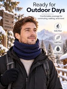 Classic Knitted Fabric Fleece Lined Neck Warmer, Plush Lining Ribbed Texture, 4 Colors Available, Unisex Pullover Scarf, Suitable For Cycling, Running, Hiking, Commuting, Skiing, Outdoor Sports, Cold Weather, Holiday Gifts, Winter Daily Wear - Multicolor - View 6