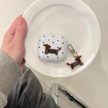 Brown Dachshund Dog Design Compatible With Airpods Pro2 Wireless 1/2/3 Generation Earphone Case Cute Pendant, Cute Dog Graphic Protective Case Compatible With Apple 5/4/2/3 Generation Pro2 Earphone Soft Shell, Suitable As A Gift For Her - Polka Dot Dachshund + Dog Charm - View 8