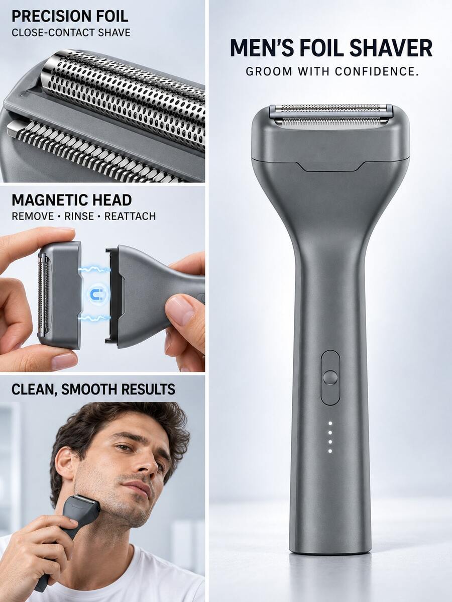 Unisex Electric Foil Shaver For Women & Men, Type-C Rechargeable ...