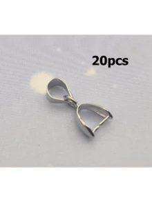 20 Pcs Stainless Steel Pinch Bail Pendant Connectors Findings For DIY Jewelry Making - Silver - View 6