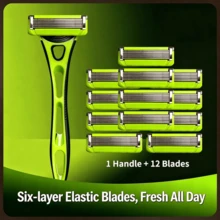 1 Handle, 12 Blades, 6-Layer Razor, Men's Shaving - Upgraded Version - View 7