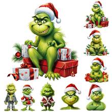 Panini Grinch Christmas Tree Ornaments, Acrylic 2D Scene Hanging Decorations, Classic Green Character Pendant For Xmas Tree Home Holiday Party Decor - Random Styles - View 16