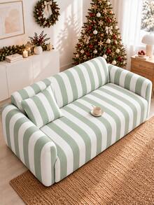 1pc Christmas Color Block Milk Silk Sofa Cover Machine Washable, Includes Matching Unfilled Pillow Case, Pet Scratch Resistant, Sofa Protector - Multicolor - View 6