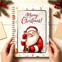 1pc Christmas Spiral Notebook,4 Styles Xmas Themed Gold Coil Journal, Santa Gingerbread Man Christmas Tree Hot Cocoa Pattern Notepad, Writing Notebook For School Office, Christmas Holiday Gift For Students Women Stationery Lovers - A - View 4