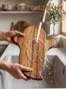 1pc Halloween Themed Wooden Cutting Board, Ghost/Gravestone Shaped, Double-Sided Reversible, Suitable For Fruit, Cheese, Cold Cuts And Appetizer Preparation And Serving, Perfect For Halloween Party And Home Decor - Natural Wood Color - View 7