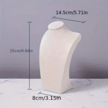 1pc Necklace Display Stand, Velvet Mannequin Neck Holder, Jewelry Necklace Hanging Rack, Pendant Display Prop - Beige - View 7