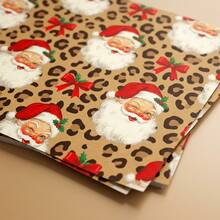Christmas Leopard Print Santa Head Wrapping Paper, Vintage‑Style Gift ...