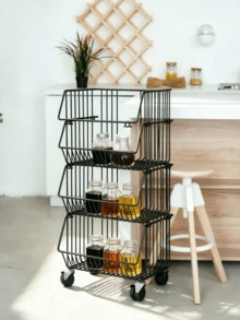 4 Tier Rolling Storage Cart, Breathable Drainage Mesh Shelves, Slanted Design Easy To Grab, Universal Wheels Organizer For Kitchen Snacks Living Room Bathroom - Random Color - View 5