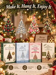 DIY Beaded Christmas Decoration Set, 4 Styles Handmade Beaded Tree Hanging Ornaments, Holiday Craft DIY Kit For Beginners, Gift Box Christmas Beading Project, Make Your Own Christmas Tree Hanging Decorations, Suitable For Tree Decor And Seasonal Gifts - Multi-color - View 4