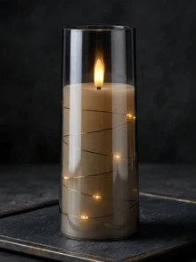 2/3/5件組無焰LED定時蠟燭，營造浪漫氛圍，壓克力外殼，附星形串燈，適用於居家裝飾、婚禮、公司派對、聖誕節、萬聖節、派對、桌面中心裝飾禮物 - 黑色 - 查看 6