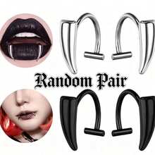 2 st Halloween vampyrhörn U-formade läppringar i rostfritt stål, läpppiercing för cosplay, smycken - Multifärgad - Visa 7