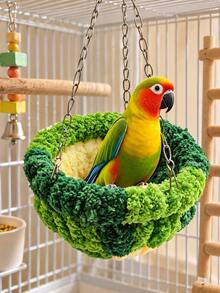 1 cái tổ treo cho vẹt và chim nhỏ bằng bông, tổ chim treo giữ ấm mùa đông, kiểu võng treo dùng cho mọi mùa, phổ biến cho vẹt và chim - A - Xem 1
