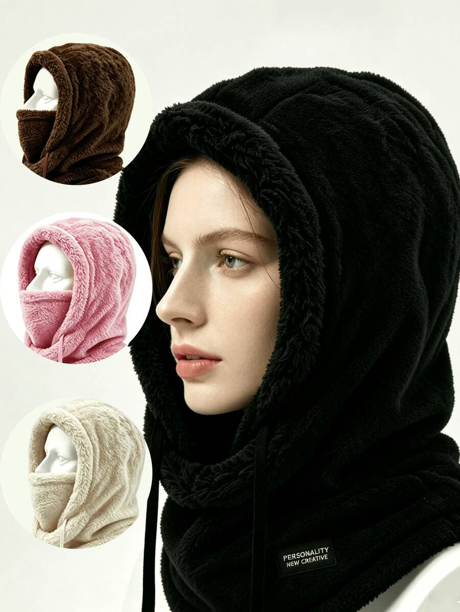 1pc Unisex Winter Fleece Balaclava Face Mask, 3-In-1 Multifunctional Warm Headwear, Windproof Neck Liner, Suitable For Skiing, Cycling, Outdoor Work - Multicolor - View 1