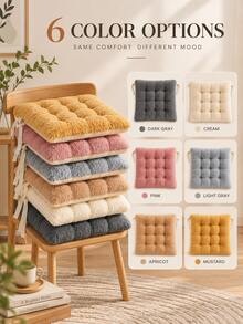 Square Thickened Chair Cushion, Tie-On Seat Pad With Straps, Soft Filled Cushion, Suitable For Dining Room, Office Chair, Bedroom, Living Room And Reading Nook, Cozy Home Decor, Autumn/Winter Chair Accessory, Christmas, Thanksgiving And New Year Gift - Multicolor - View 10